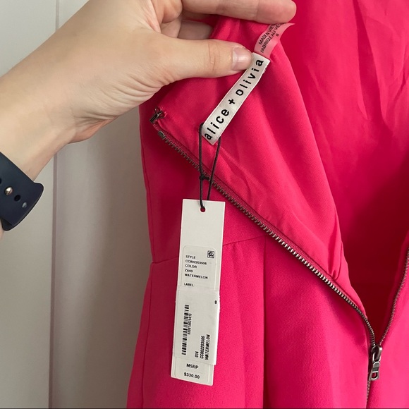 Alice + Olivia Andalasia Fit & Flare Pink Mini Dress 8 - Picture 6 of 8